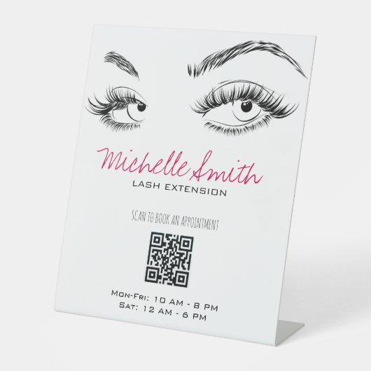 Signe De Table Maquillage Artiste Lashes Brows Black White QR Cod (Recto)