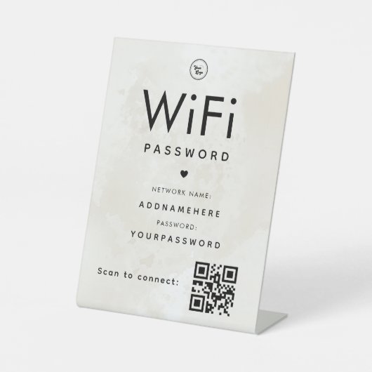 Signe De Table Marble WiFi Code de mot de passe Logo professionne (Recto)