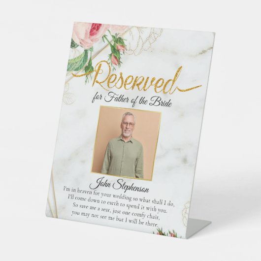Signe De Table Marbre Élégant Enregistrer un siège Photo Mariage (Recto)