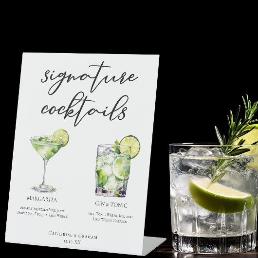 Signe De Table Margarita Gin & Tonic Signature Cocktails Menu