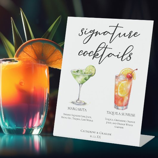 Signe De Table Margarita Tequila Sunrise Mariage Cocktails Menu