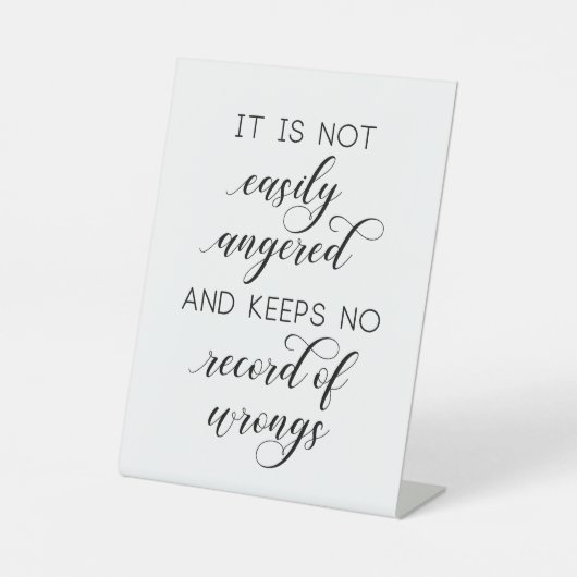 Signe De Table Mariage '1 Corinthiens 13' Pas facilement en colèr (Recto)