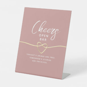 Signe De Table Mariage à bar ouvert Cœur Rose Poussiéreux