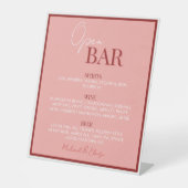 Signe De Table Mariage à bar ouvert rose élégant (Recto)