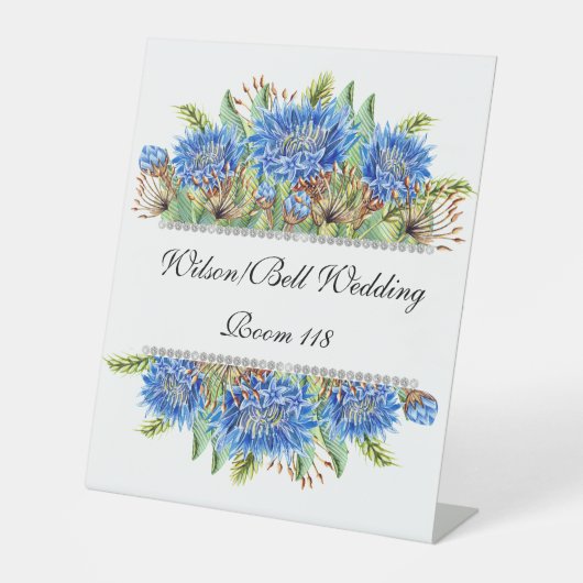 Signe De Table Mariage à bille en diamant de Cornflower bleu (Recto)