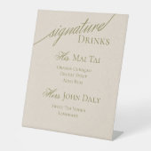 Signe De Table Mariage à cocktails Serif Green Signature moderne (Recto)