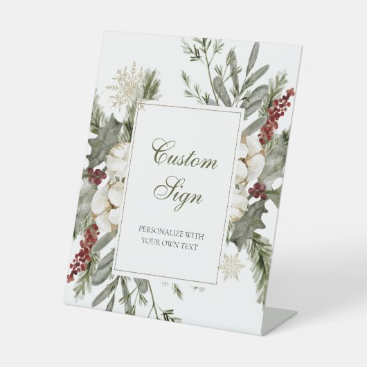 Signe De Table Mariage À feuillage persistant d'hiver élégant sig (Recto)