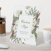 Signe De Table Mariage À feuillage persistant d'hiver élégant sig (In SItu)