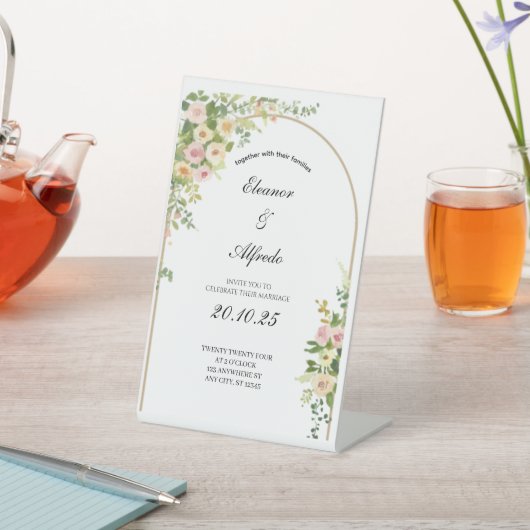 Signe De Table Mariage à la rose aquarelle (In SItu)