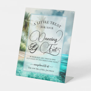 Signe De Table Mariage à Pieds Dansants Tongs Plage Tropicale