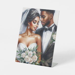 Signe De Table Mariage afro-noir mariée et mariée