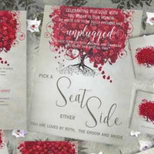 Signe De Table Mariage Arbre à Feuilles de Cœur Rouge Romantique 