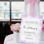 Signe De Table Mariage argent violet pétillant accueil