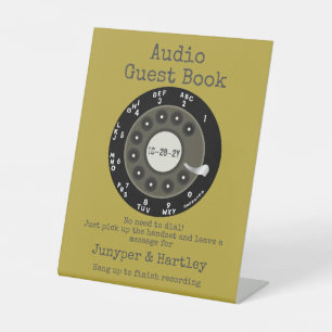 Signe De Table Mariage Audio Livre d'invité Black Rotary Dial Avo