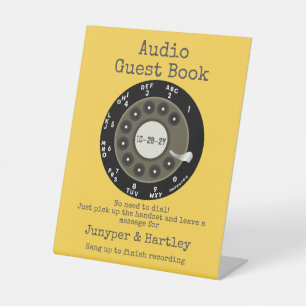 Signe De Table Mariage Audio Livre d'invité Black Rotary Dial Jau