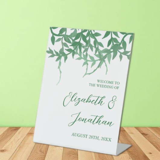 Signe De Table Mariage aux feuilles botaniques rustiques