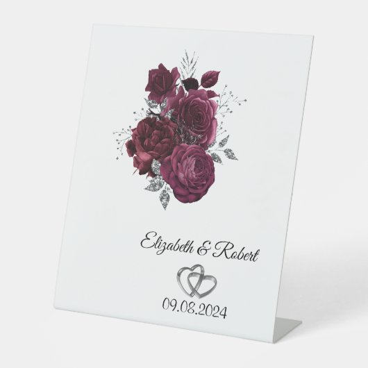 Signe De Table Mariage aux Roses de Bourgogne (Recto)