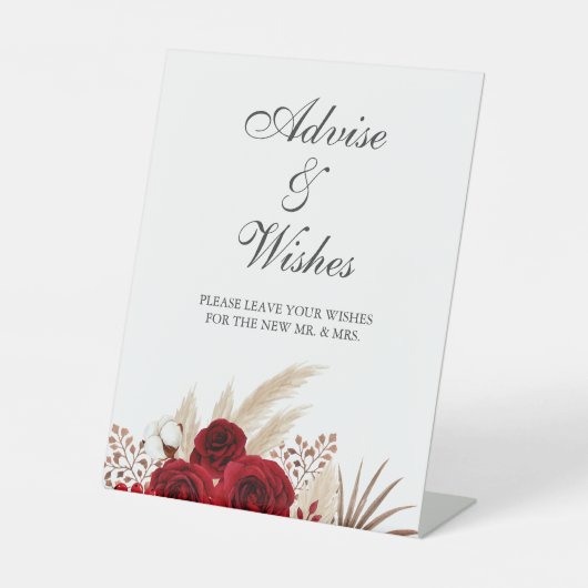 Signe De Table Mariage aux Roses de Bourgogne et Herbe de Pampa  (Recto)