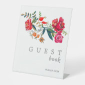 Signe De Table Mariage aux Roses Rouges Élégantes (Recto)