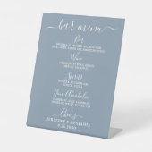 Signe De Table Mariage Bar Menu Personnalisé Dusty Blue Drink (Recto)