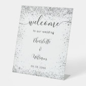 Signe De Table Mariage blanc argent parties scintillant noms scri (Recto)