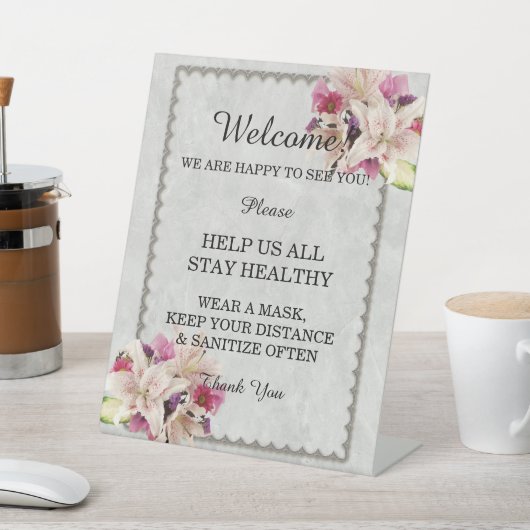 Signe De Table Mariage blanc Lily Floral Marbre (In SItu)