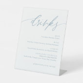 Signe De Table Mariage bleu rustique Dusty Boissons Menu Bar (Recto)
