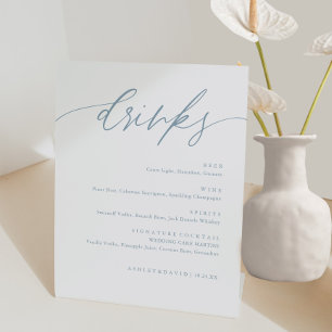 Signe De Table Mariage bleu rustique Dusty Boissons Menu Bar