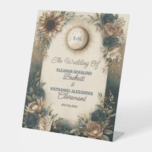 Signe De Table Mariage Bohème Céleste Soleil Lune Floral Rustique