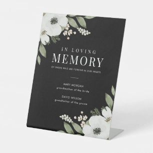Signe De Table Mariage Botanique Floral Noir En Mémoire Amoureuse