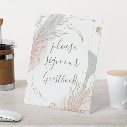 Signe De Table Mariage botanique Gilded Gold Sage & Blush (In SItu)