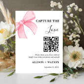 Signe De Table Mariage Bow Capture amour code QR photo mariage