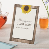 Signe De Table Mariage Campagne Rustique Tournesol & Bois Brun (In SItu)