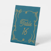 Signe De Table Mariage Cayan foncé Numéro de table Piédestal acry (Recto)