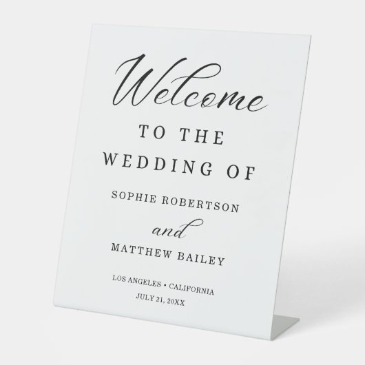 Signe De Table Mariage Celebration Modern Script Bienvenue (Recto)