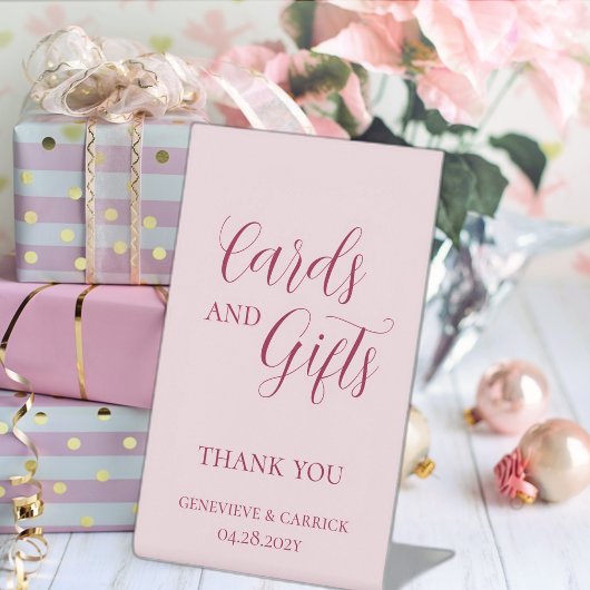 Signe De Table Mariage Chic Blush Cartes et Cadeaux Rose
