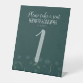 Signe De Table Mariage Chic Moderne Élégant Vert Émeraude Simple (Recto)