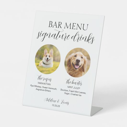 Signe De Table Mariage Chien Signature Boire Piéton Signal 8x10 (Recto)