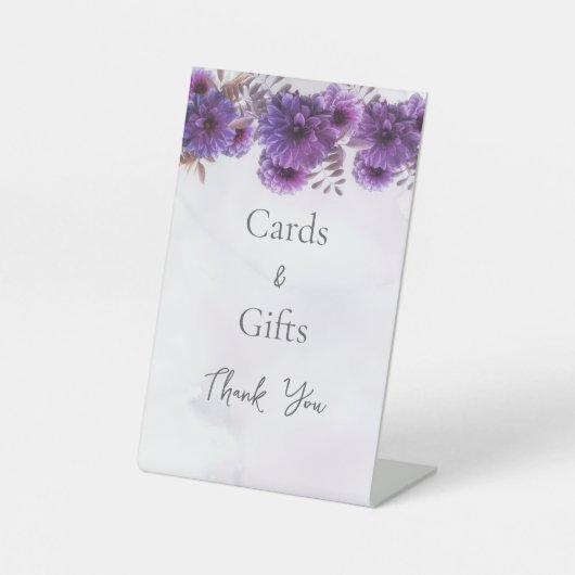 Signe De Table Mariage Chrysanthème Aquarelle Violet (Recto)