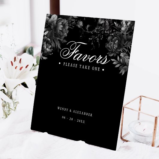 Signe De Table Mariage classique gothique noir favorise