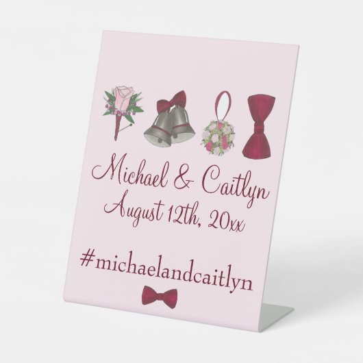 Signe De Table Mariage cloches Fleurs Bow Cravate de poche servie (Recto)