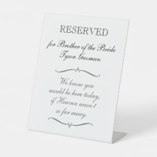 Signe De Table Mariage commémoratif du frère de la mariée du sièg