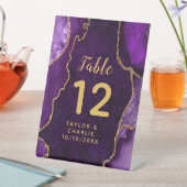 Signe De Table Mariage d'âge mauve et or Numéro de table (In SItu)
