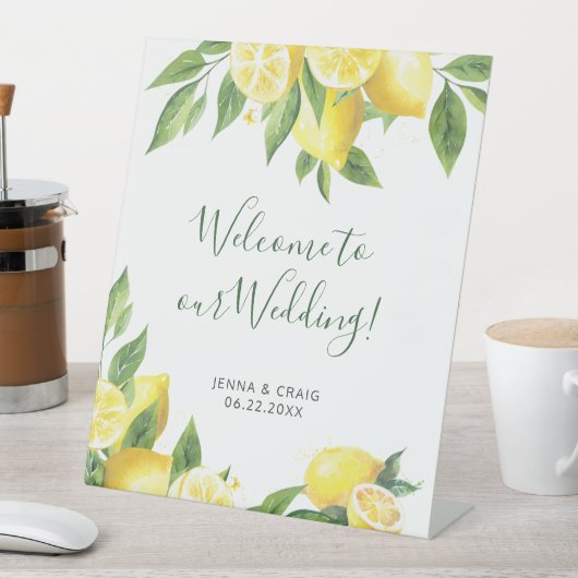 Signe De Table Mariage d'aquarelle citron (In SItu)