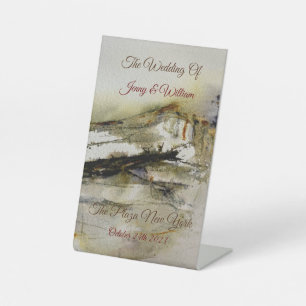 Signe De Table Mariage d'aquarelle d'automne Abstrait moderne