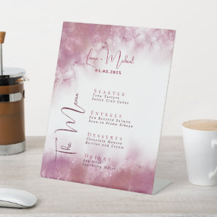 Signe De Table Mariage d'aquarelle en marbre simple éléments du m