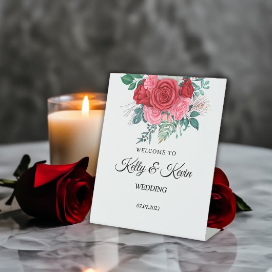 Signe De Table Mariage d'aquarelle rouge