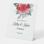 Signe De Table Mariage d'aquarelle rouge (Recto)