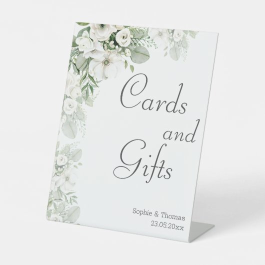 Signe De Table Mariage d'aquarelle vert pâle rose à  (Recto)