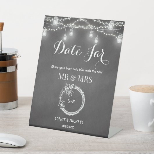 Signe De Table Mariage Date Jar Black String Lumières (In SItu)